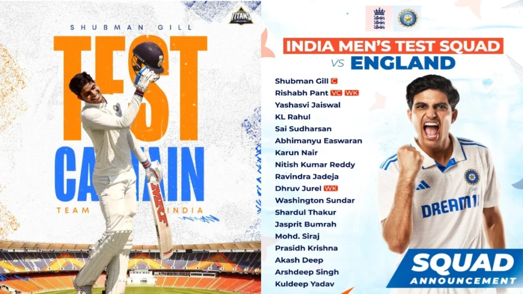 Team india 18 men test squad for England 2025